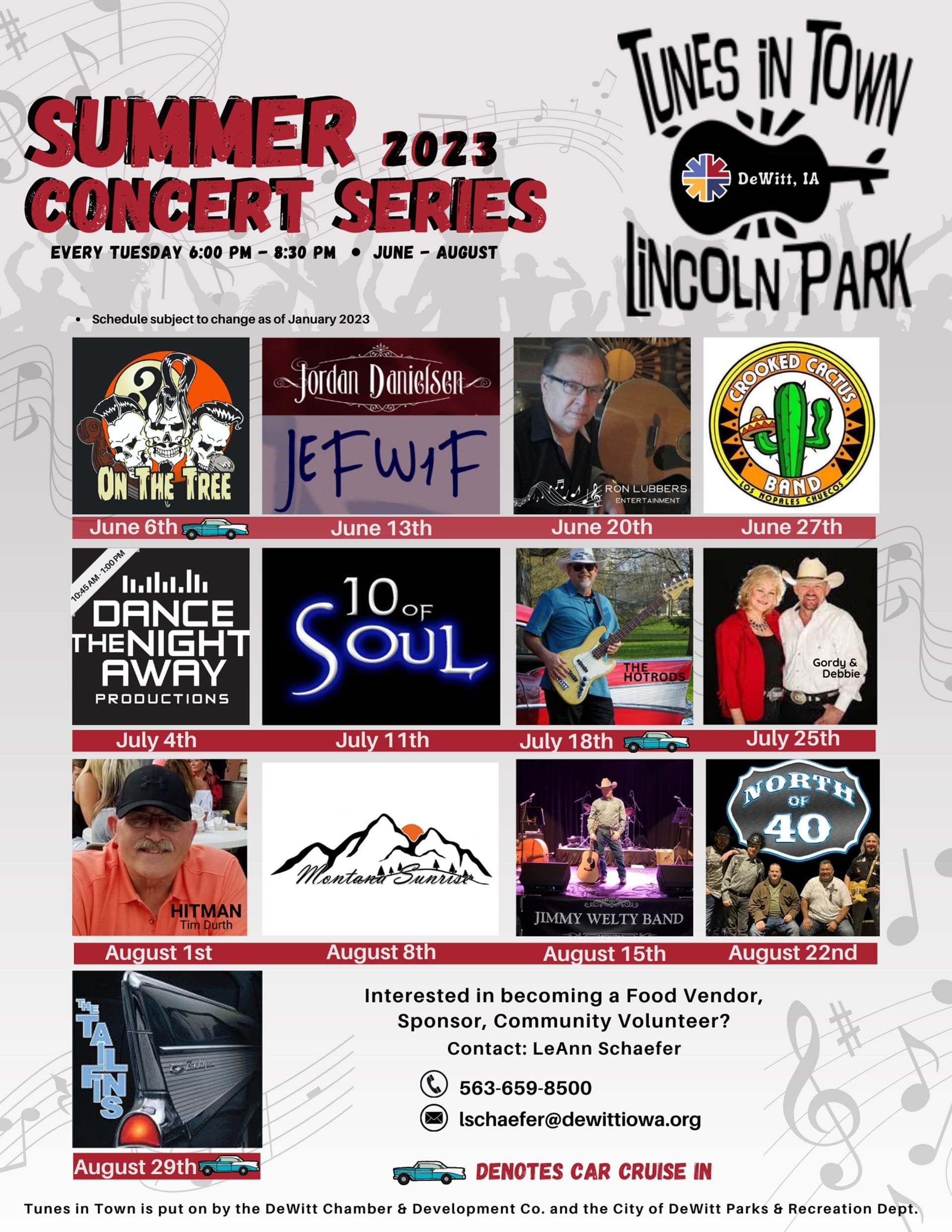 Tunes in Town Schedule